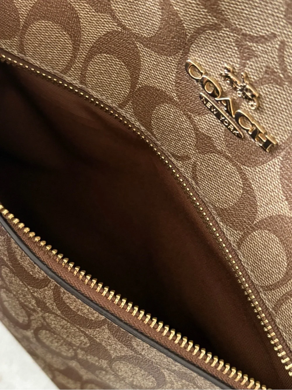 Coach Brown Signature Canvas Tote with Gold Hardware